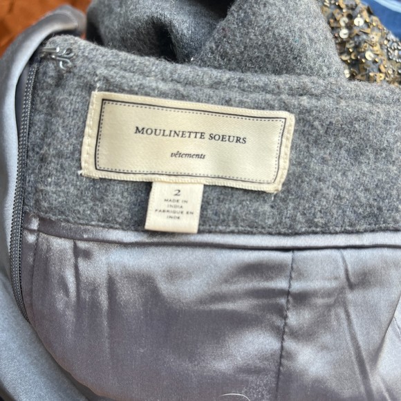 Anthropologie Moulinette Soeurs Wool Beaded Pencil Skirt Size 2 - Picture 9 of 11